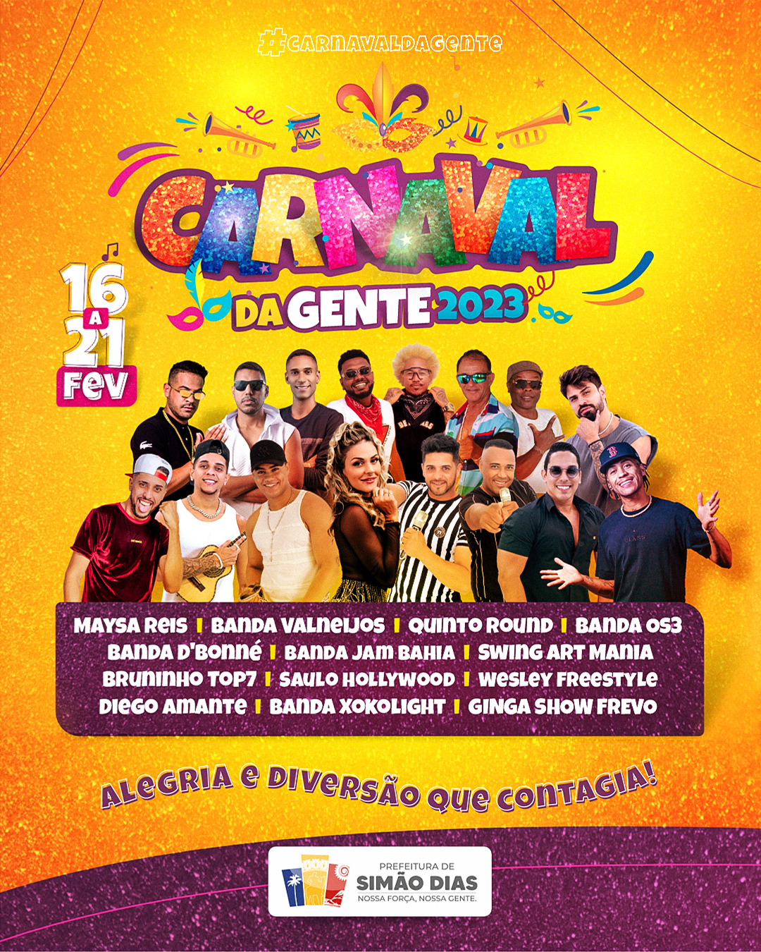 Divulgada a programação oficial do Carnaval da Gente 2023 em Simão Dias