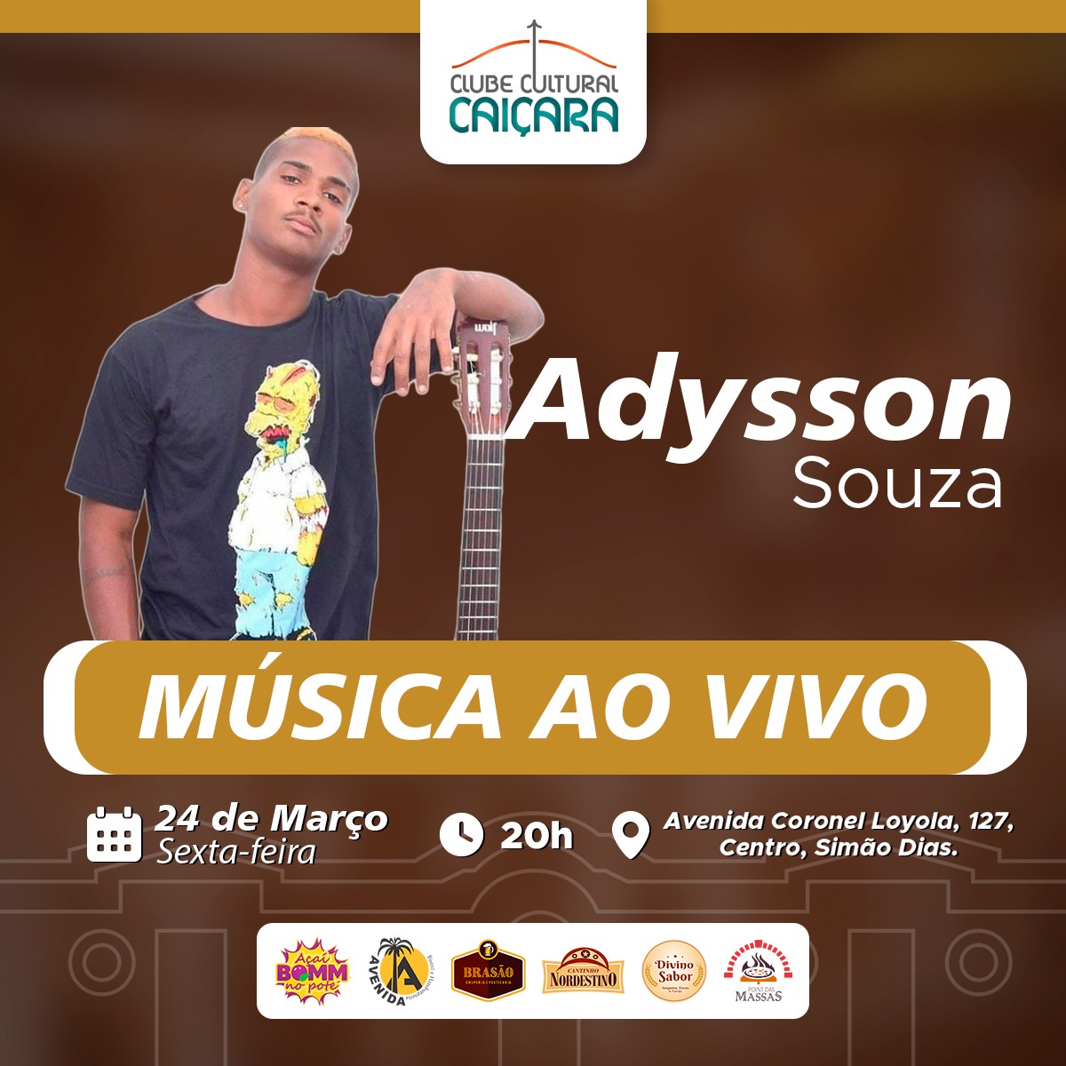 Adysson Souza faz show nesta sexta no Clube Cultural Caiçara