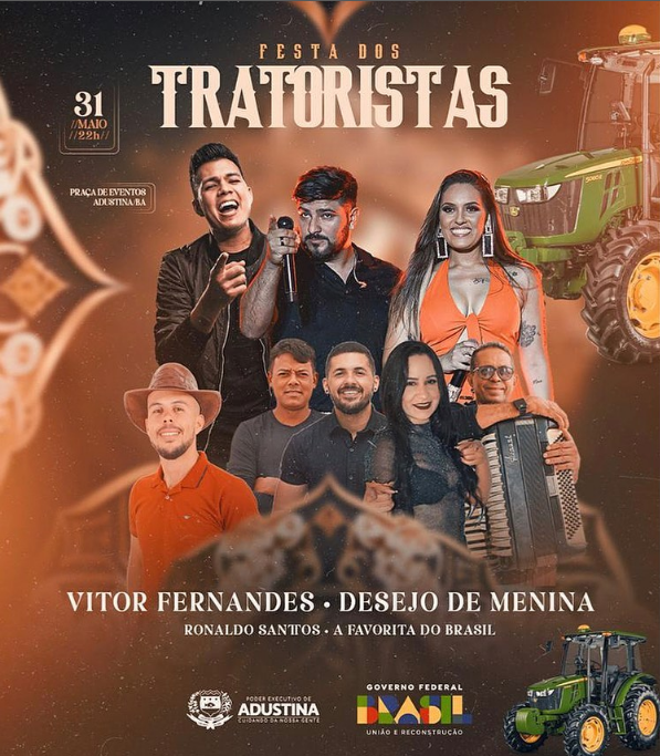 Vitor Fernandes e Desejo de Menina são atrações da Festa do Trator em Adustina