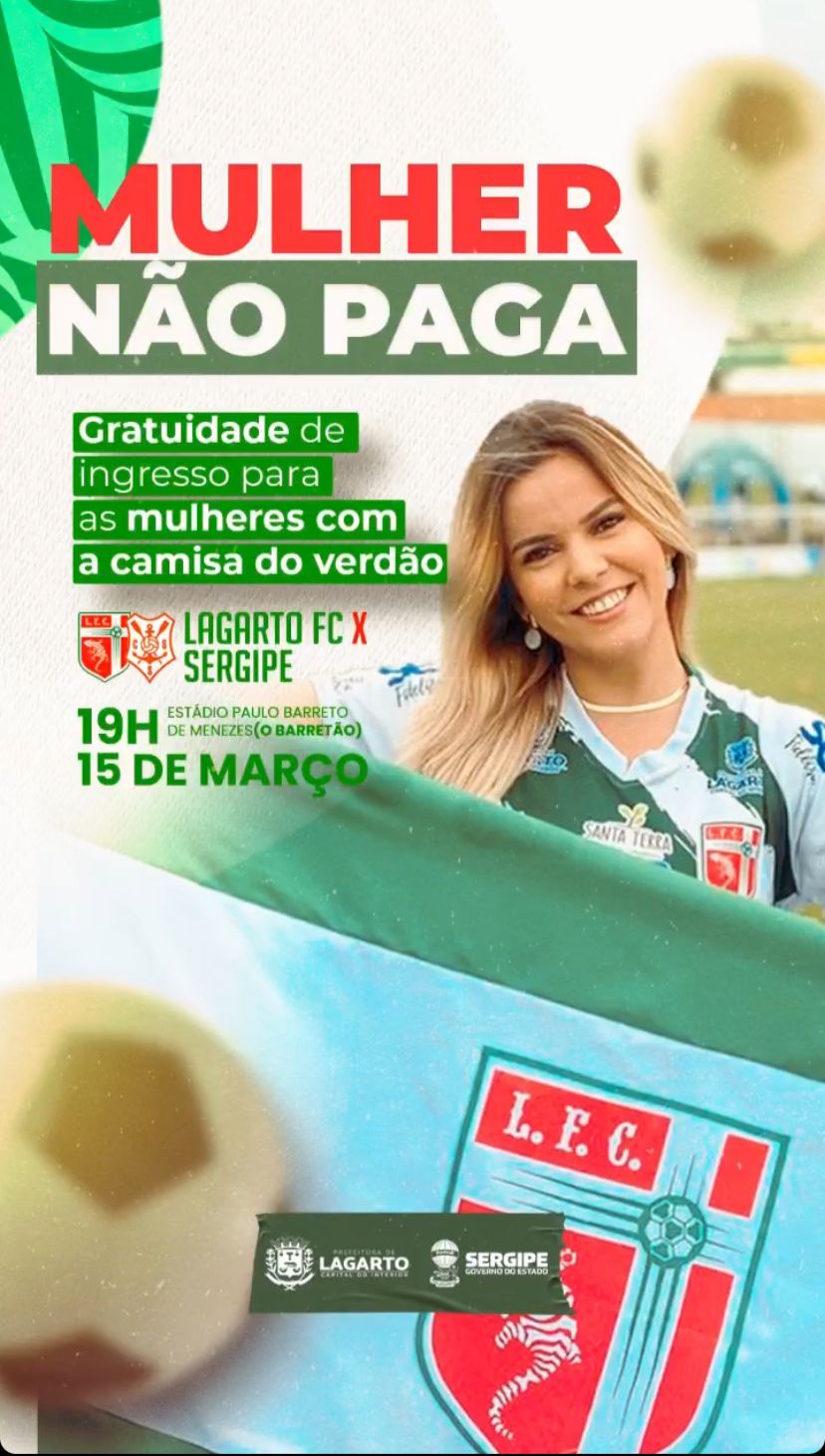 Mulher com a camisa do Lagarto FC não paga ingresso no jogo de hoje