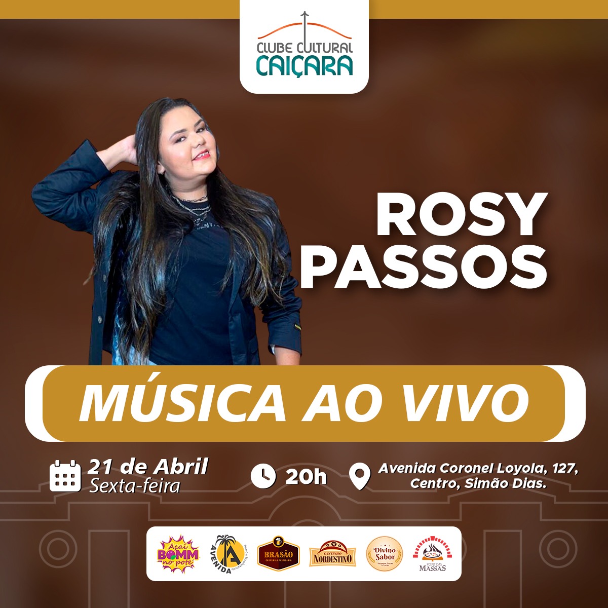 Rosy Passos anima Clube Cultural Caiçara no feriado de Tiradentes em Simão Dias