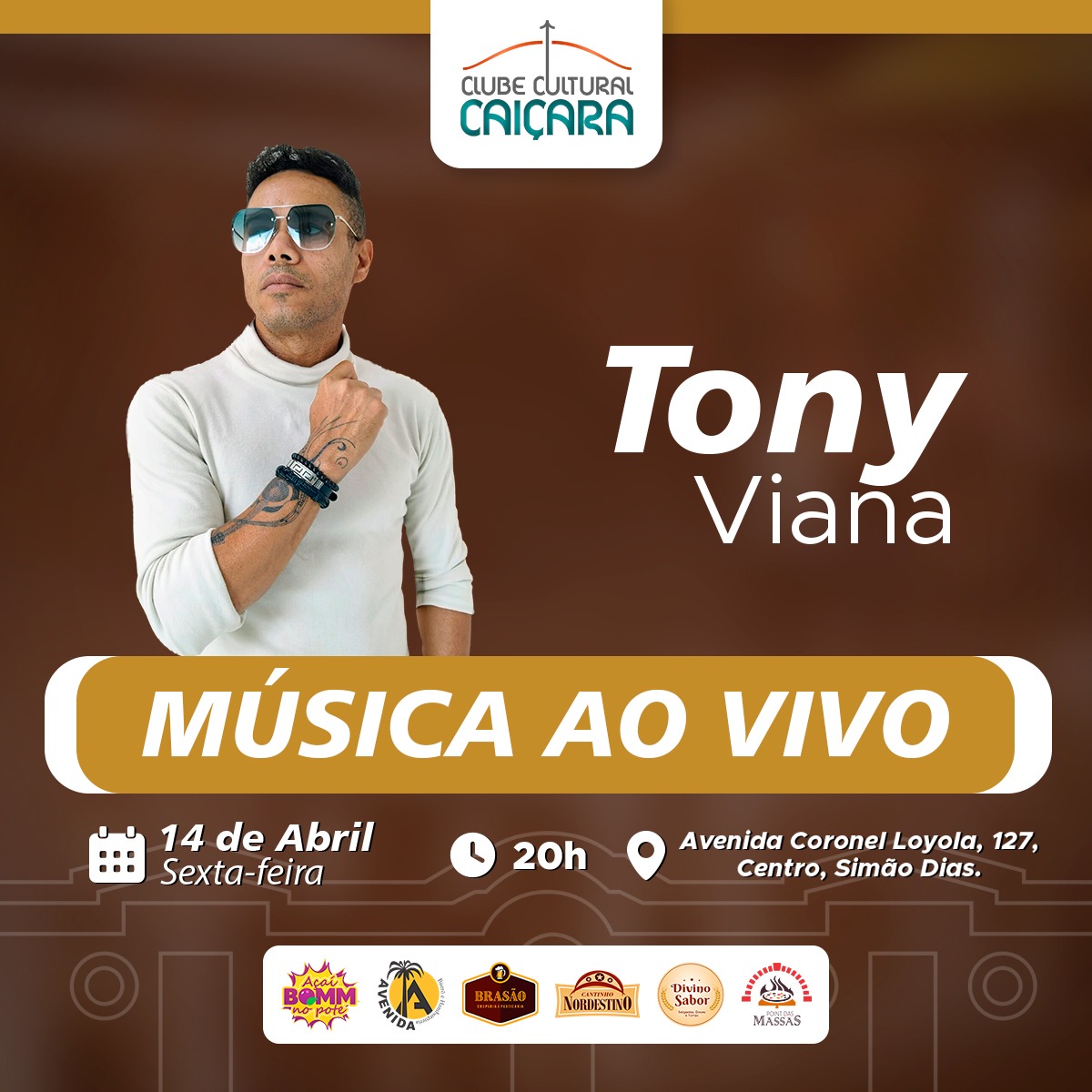 Cantor Tony Viana é atração desta sexta do Clube Cultural Caiçara