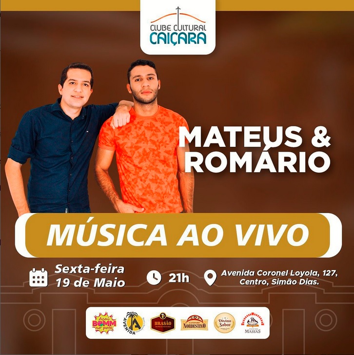 Dupla Mateus e Romário é a atração desta sexta do Clube Cultural Caiçara