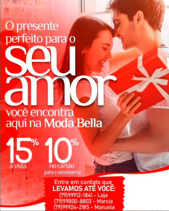 Presenteie o seu amor e ganhe descontos imperdíveis na Moda Bella em Simão Dias