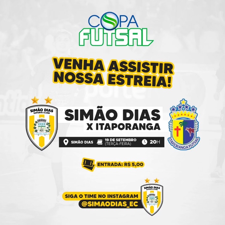 Simão Dias EC estreia nesta terça na Copa TV Sergipe de Futsal