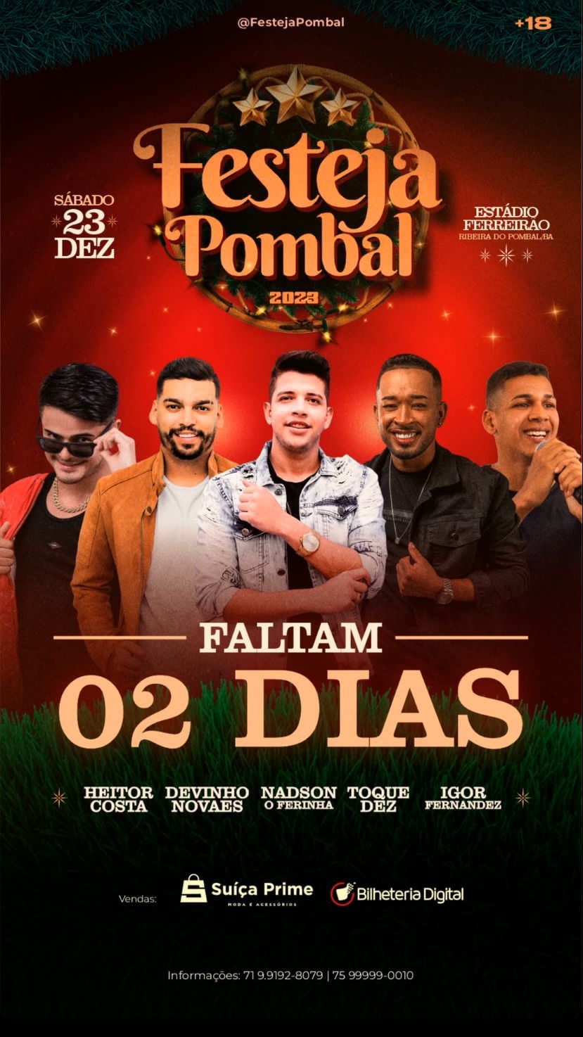 Festeja Pombal reúne Heitor Costa, Devinho Novaes, Nadson, Toque Dez e Igor Fernandez neste sábado
